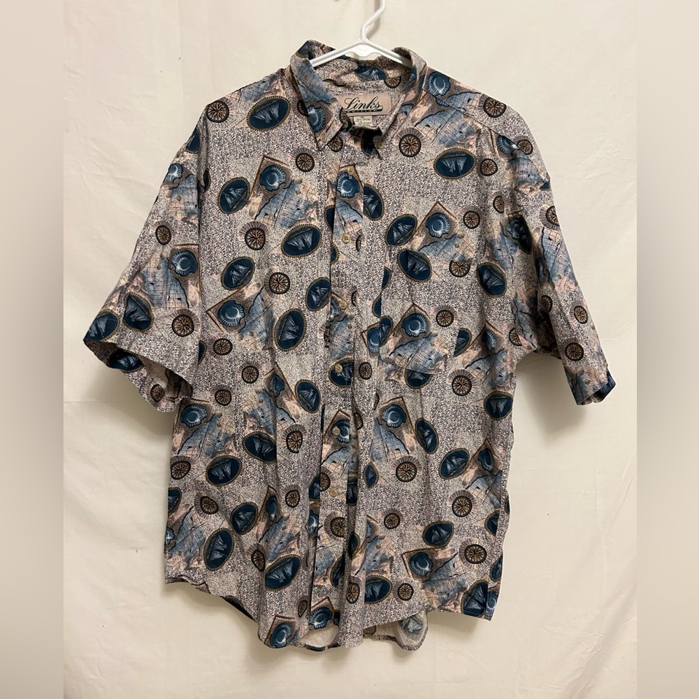Vintage Links‎ Edition Printed Button Down Shirt Size XL